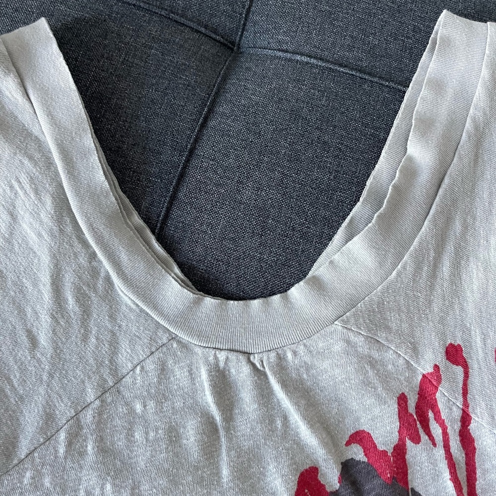 Free People Gray and Red Floral Short Sleeve Top - Picture 5 of 13